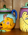 Happy Dogs Tea Pot and Canister
